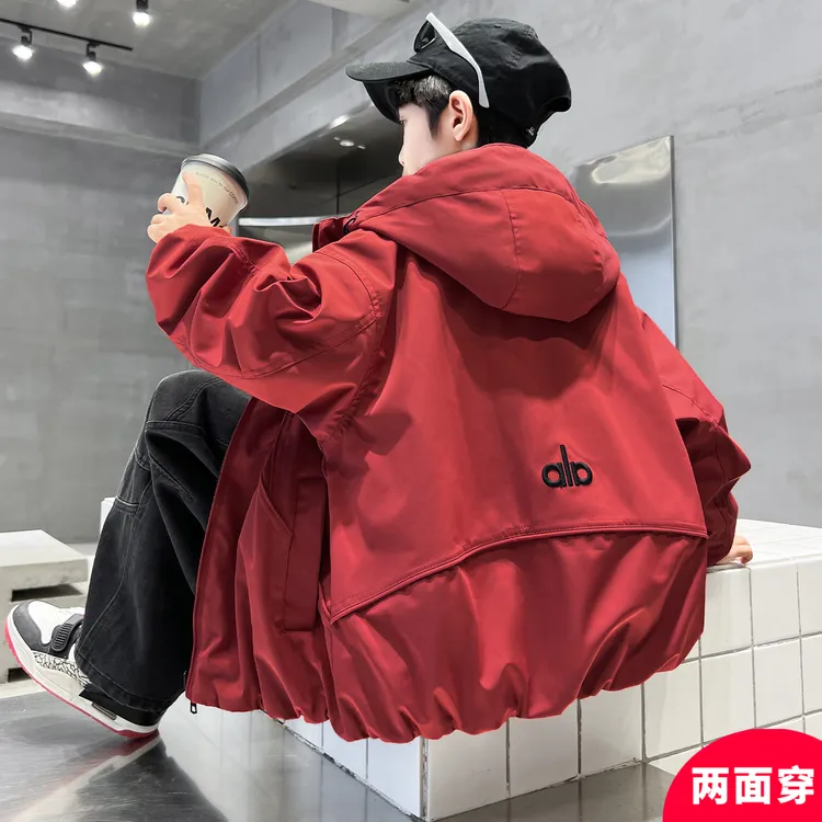 男童秋装外套2025新款秋季中大儿童痞帅男孩春秋款冲锋衣双面穿潮