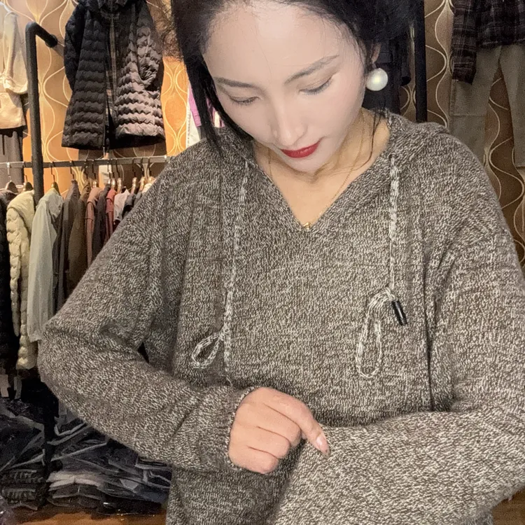 韩尤简同款百搭休闲细羊毛针织卫衣