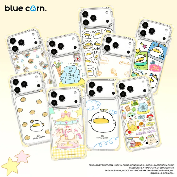 Bluecorn蓝色苞米奶酪布丁奶方适用于iPhone17/16/PM毛茸茸手机壳