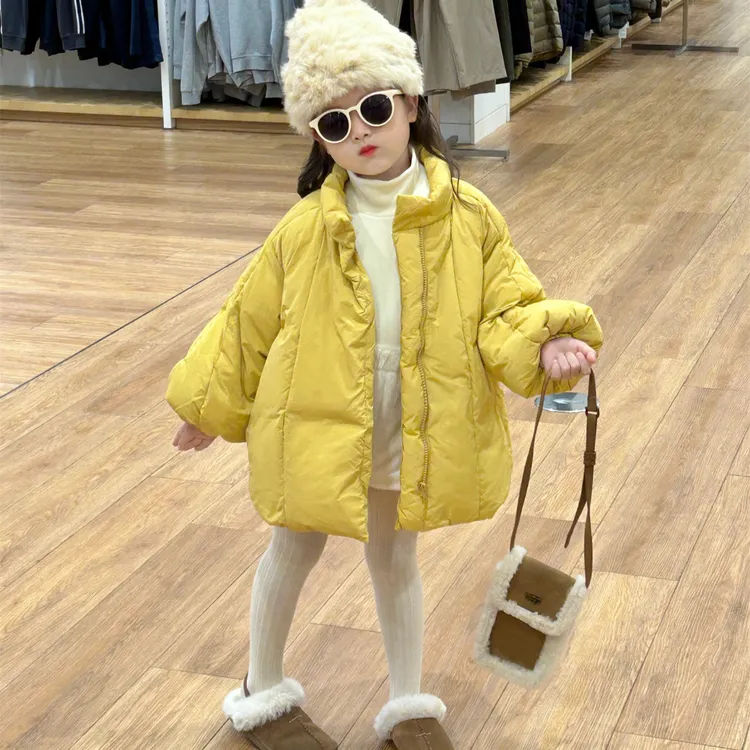 女童棉服冬季宝宝黄色立领保暖外套儿童加厚棉衣棉袄