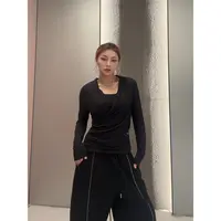 CV新广场舞潮牌斜领法式小衫显瘦长袖网红百搭修身时尚设计师