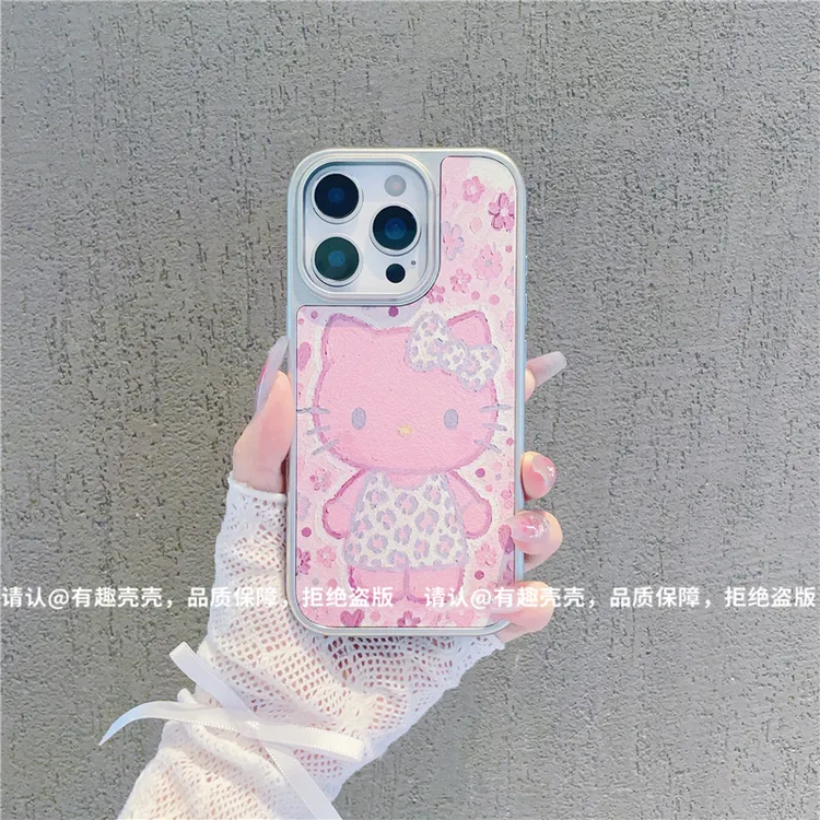 电镀大孔相框皮纹适用苹果iPhone17/华为荣耀/小米手机壳pura70潮