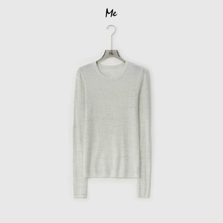 ME【亚麻花纱打底衫】亚麻绵羊毛混纺修身显瘦针织百搭毛衣MEQA4655
