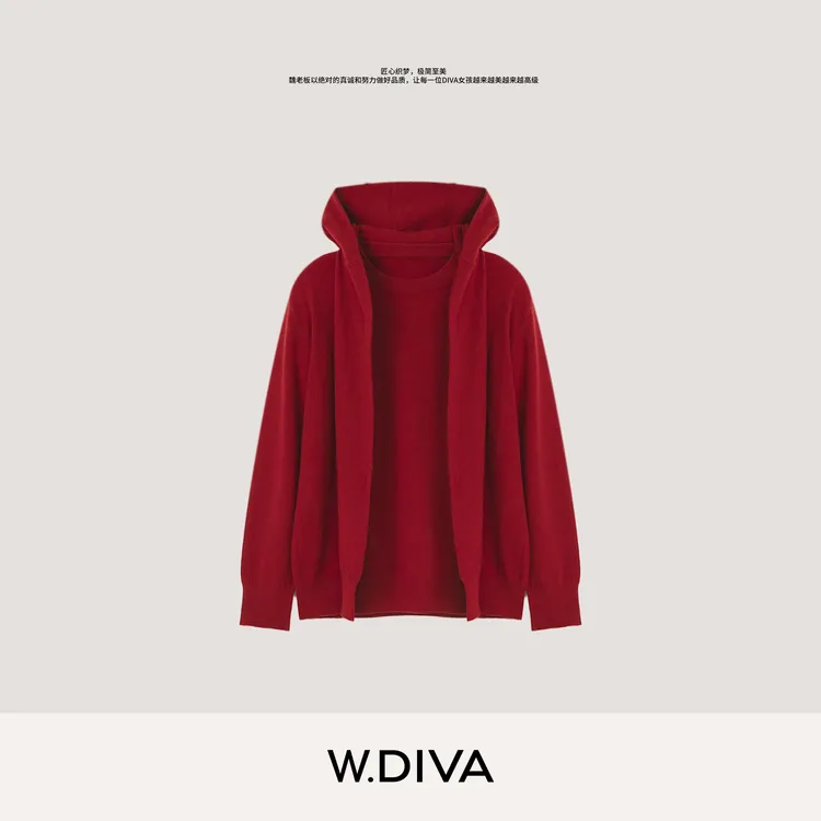 W.Diva【系结毛衣】山羊绒白云绒气质简约连帽套头羊毛衫54Z103078
