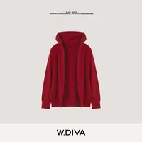W.Diva【系结毛衣】山羊绒白云绒气质简约连帽套头羊毛衫54Z103078