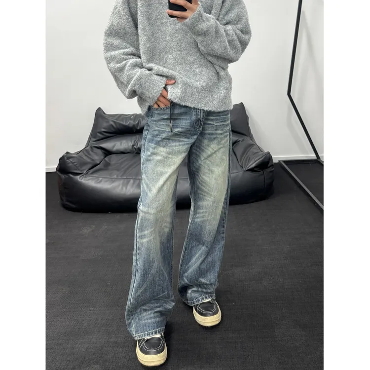 2026AY牛王手工双重猫须重水洗牛仔裤