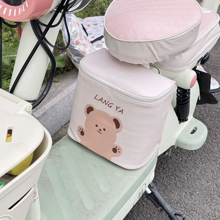 电动车防晒前置座椅收纳袋电动车通用卡通电瓶车电动车网兜置物袋