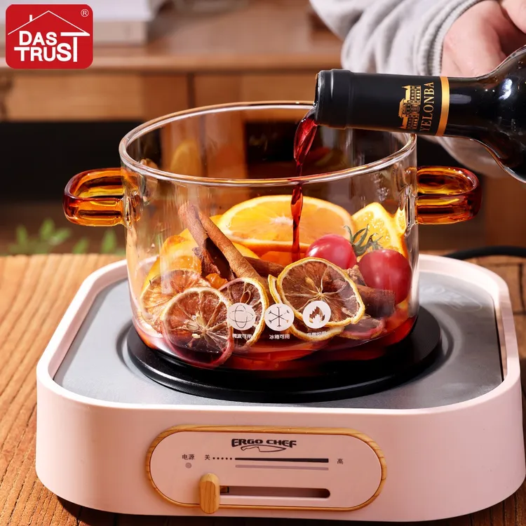 创得新品双耳汤锅可明火玻璃锅玻璃炖盅1.5L大容量