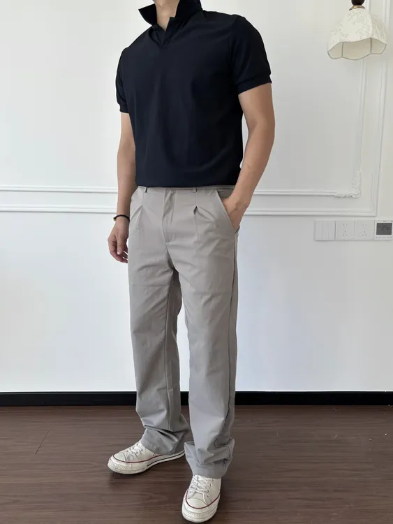 SOS双折微弹显瘦直筒西裤秋季百搭立体剪裁休闲长裤美式通勤神裤