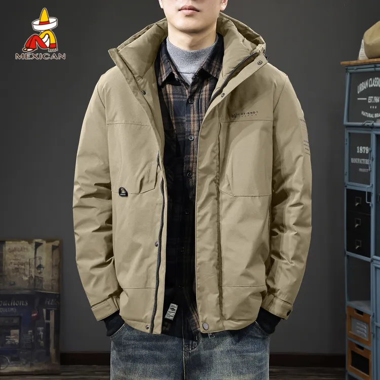 Mexican/稻草人美式潮牌90鸭绒羽绒服男款冬季新款连帽保暖外套潮