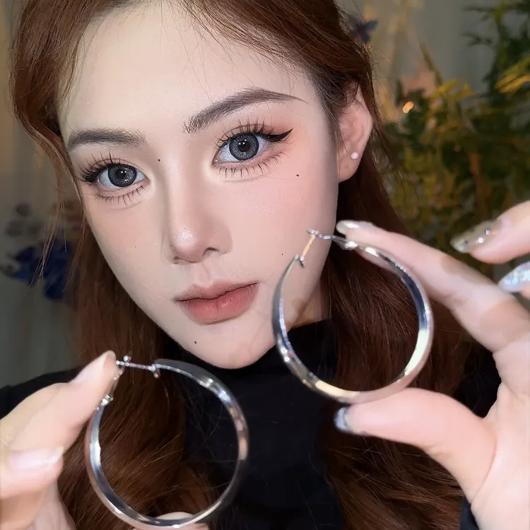 合金耳饰 大素圈耳环女2025新款爆款轻奢高级感圆圈耳圈宽面圈圈