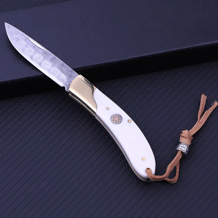 BTY【空文】新款无芯大马士革钢便携多功能水果刀