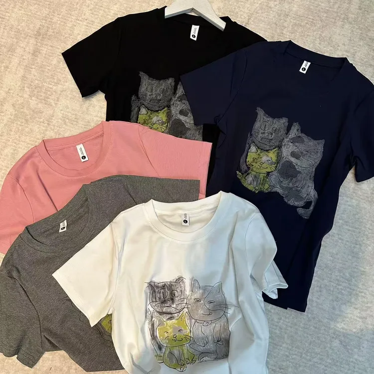 《姚家优麦汇》Y5878春夏款圆领设计感时尚百搭短袖显瘦上衣女