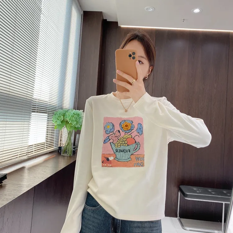 IMFLY金小金自制女装 T恤DYW10320秋冬趣味立体装饰内搭上衣