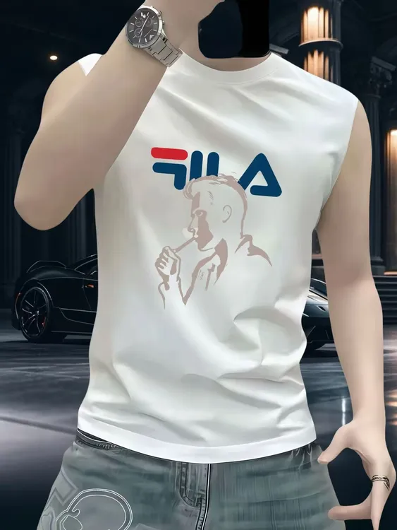 美式潮牌夏季新款纯棉百搭背心男宽松坎肩运动圆领健身无袖t恤