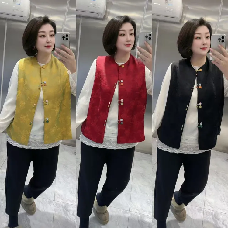 【聪姐推荐】00101074春季新款国风马甲（衣长67，胸围128）