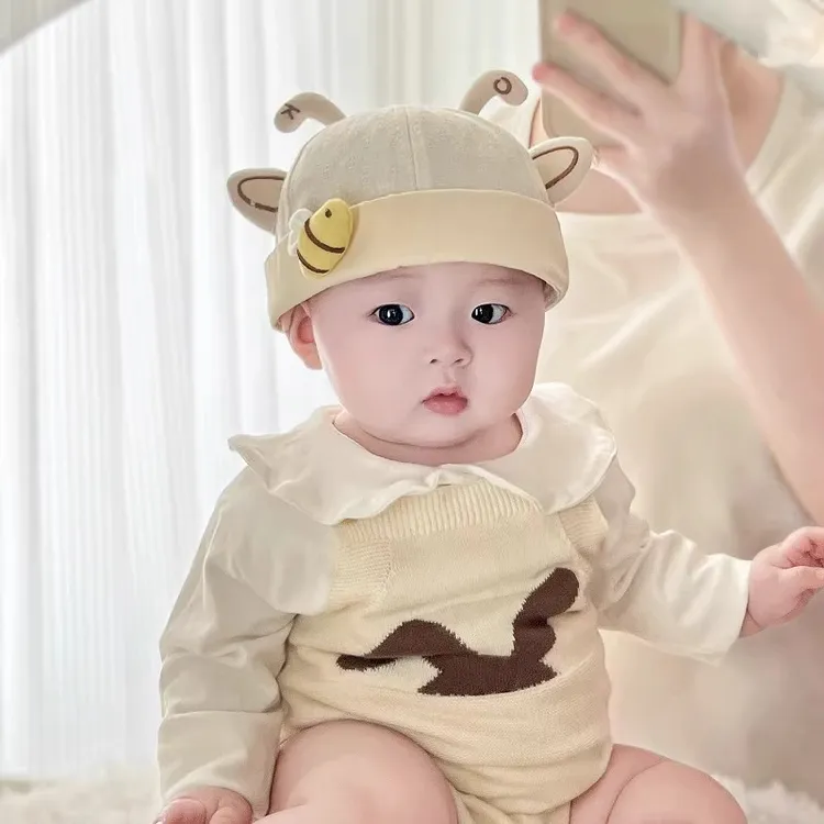 宝宝帽子春秋薄款超萌婴儿蜜蜂造型瓜皮帽春天男女幼儿小童地主帽