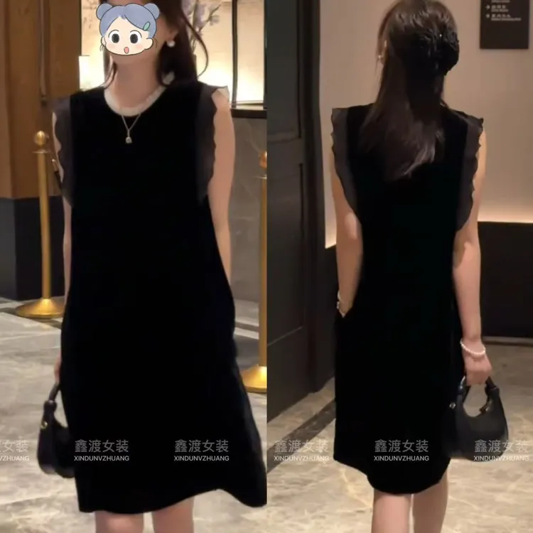 2025夏季新款时尚显瘦气质女士网红洋气连衣裙百搭款D9834