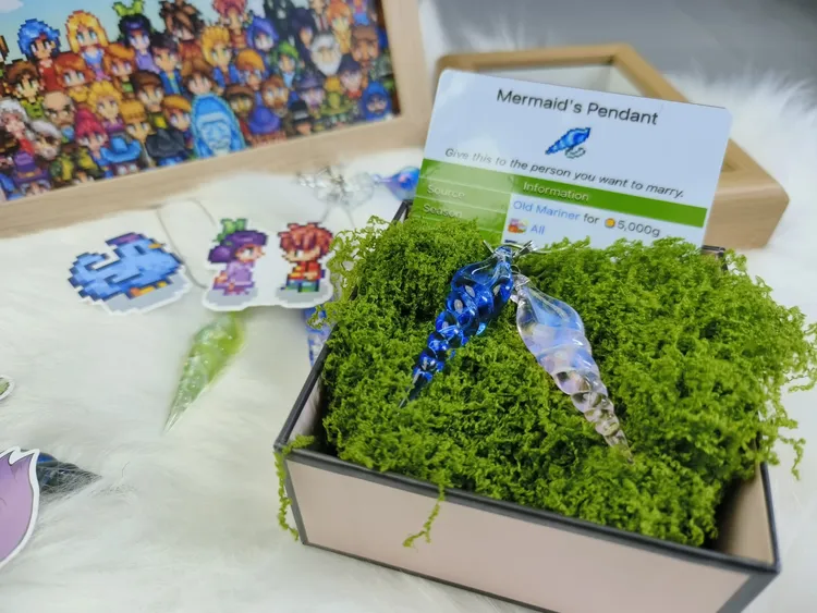 钛钢玻璃吊坠 星露谷物语美人鱼吊坠项链大礼包谷子一次吃到饱