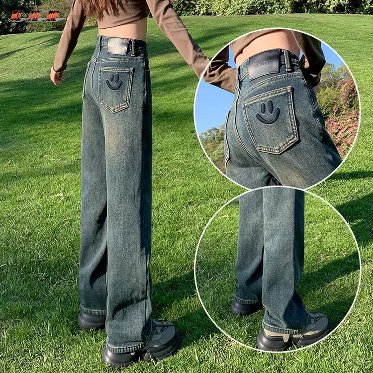 杜拉妮不吸腿阔腿裤子女士2025秋季高腰遮腿型梨型微胖窄版直筒裤