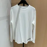 下摆字母白T～简约宽松休闲慵懒风长袖字母T恤打底