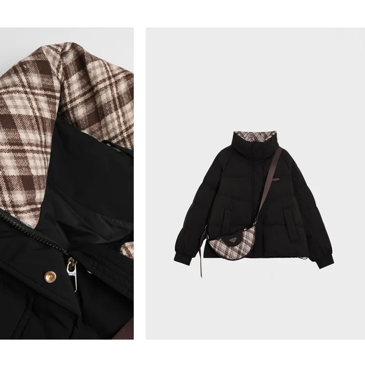 【泡芙】AJIN羽绒服90白鸭绒短款翻领冬保暖外套送斜挎包