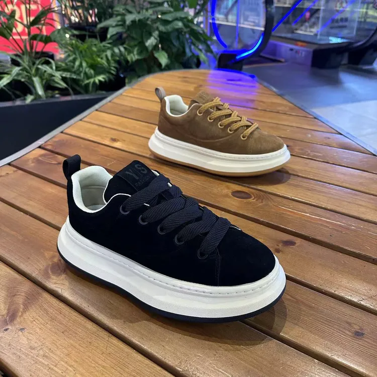 1926牛皮反毛拼接透气增高休闲鞋男鞋韩版时尚男鞋百搭