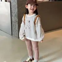 2025秋季新品 韩版套装  女童圆领条纹卫衣  宝宝卡通卫衣 打底裤