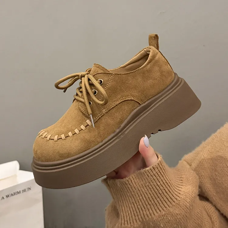 爆款勃肯鞋女厚底2025年秋季新款百搭复古英伦风厚底增高乐福单鞋