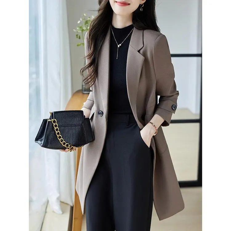 中长款风衣外套女气质春秋冬新款高级感显瘦加厚休闲西装大衣洋气