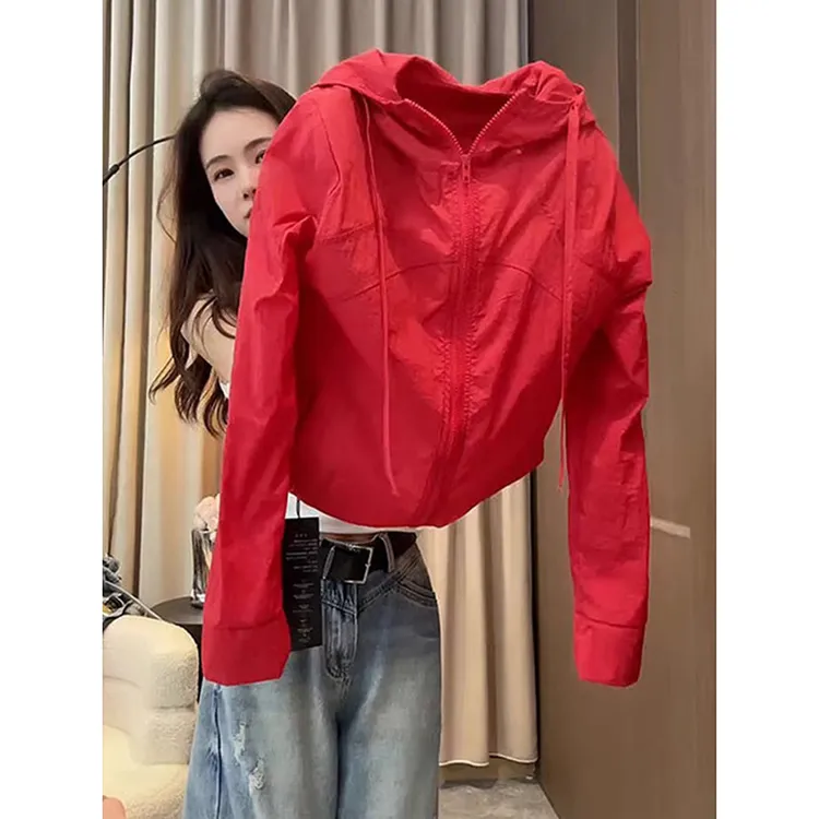 美式运动薄款连帽防晒衣外套女夏季2025新款高级感小众透气防晒服