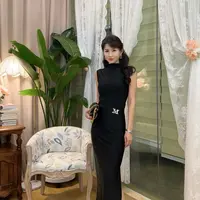 【暗夜玫瑰】2591 安妮老板 夏季优雅气质收腰显瘦微开叉显高套装