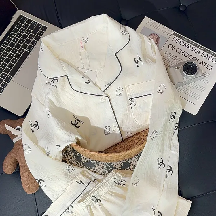 小香风kitty睡衣女春秋季甜美可爱长袖长裤高级感家居服套装