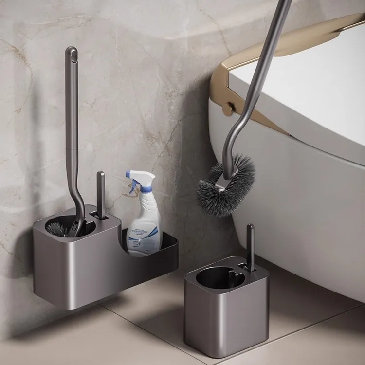 枪灰色马桶刷免打孔厕所刷子家用长手柄清洁套装卫生间洗马桶神器