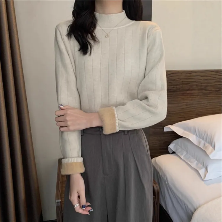 半高领加厚加打底衫上衣女秋冬季2025新爆款慵懒风内搭毛衣