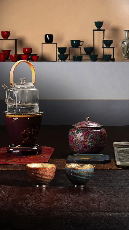 【宜景窑天目釉系列】中号波罗蜜100CC鎏金主人杯原矿喝茶杯子