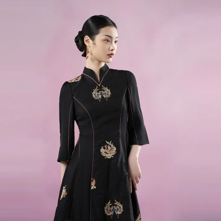 凤凰相对盘金缕连衣裙 新中式国风女装 951237320