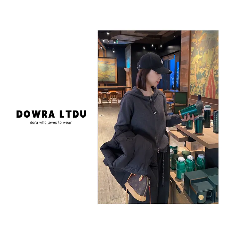 朵拉【朝暮来信】2025年冬季新款纯色连帽长袖百搭毛衣外套154-8857