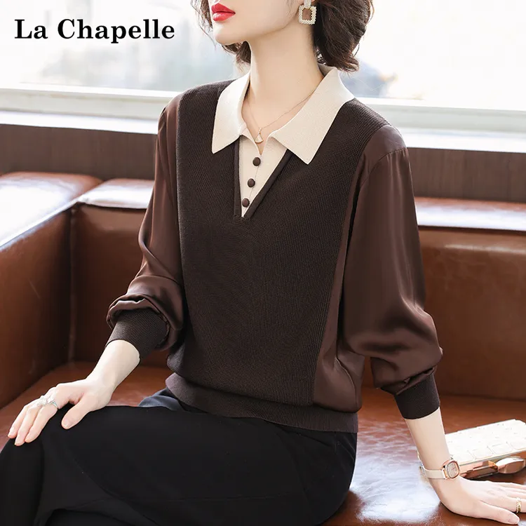 拉夏贝尔母亲节妈妈夏装新款针织小衫中老年女洋气春夏打底上衣服