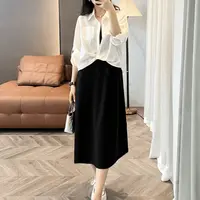 显瘦两件套装裙女秋季2024新款时尚衬衫吊带连衣裙两件套W0004T