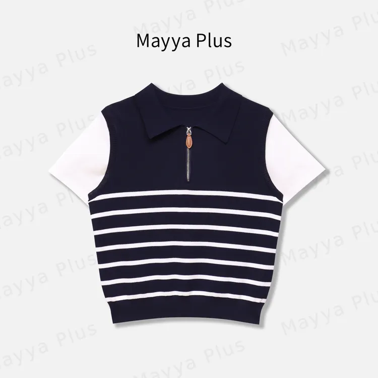 【海序POLO】Mayya Plus麦芽定制设计感撞色条纹针织衫上衣32536182
