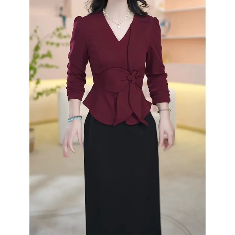 拉夏贝尔高端精致复古百搭时尚套装女2025秋季新款端庄大气两件套