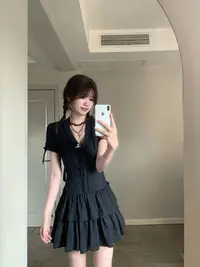 【dd】夜海辰砂 蕾丝花边v领短袖连衣裙夏季短款A字裙