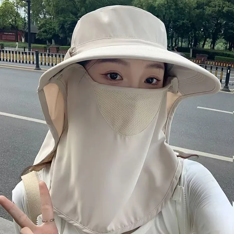 【帽围可调节】冰丝防晒面罩帽子护颈一体男士夏季户外登山钓鱼遮