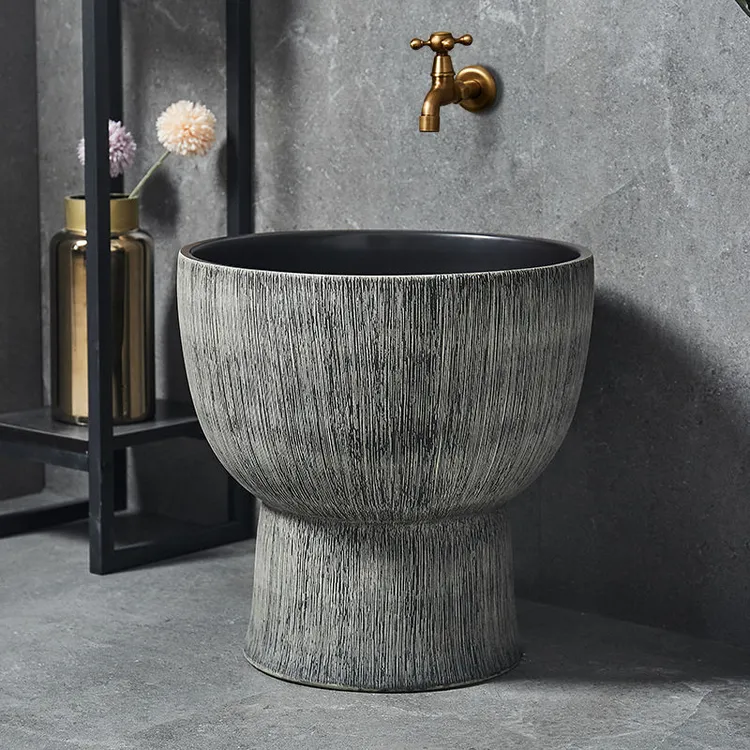 2024新款洗拖把池阳台墩布池卫生间庭院拖布池家用地盆洗拖把池子