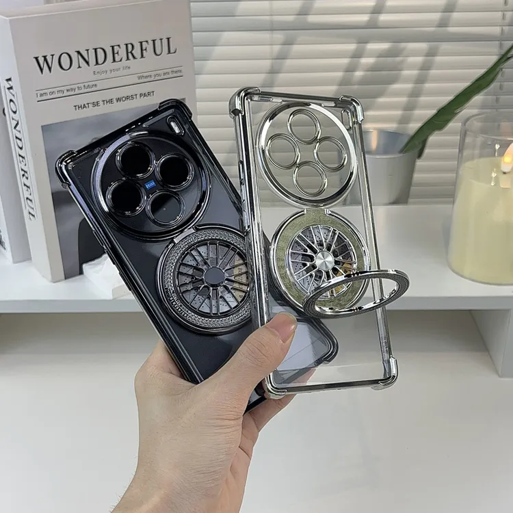 适用vivox100/200手机壳防摔透明电镀气囊陀螺支架x100spro保护套
