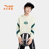 安踏儿童针织连帽套头衫2025秋冬新款舒适百搭时尚休闲男童卫衣