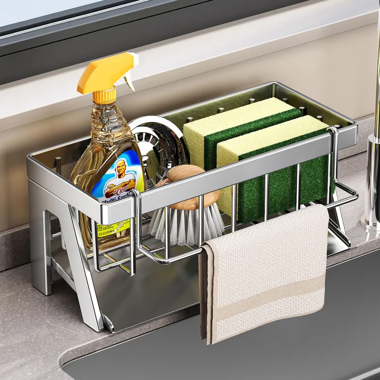 304不锈钢置物架厨房沥水抹布架水龙头架洗碗家用水槽钢丝海绵架