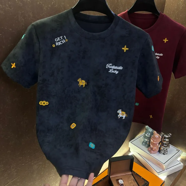 2026【马上有钱】男士T恤重磅短袖轻奢重工百搭高级感圆领短袖6188