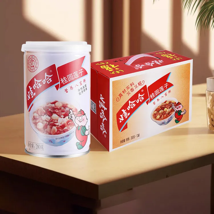 娃哈哈桂圆莲子八宝粥280g*12罐装|早餐吃速食品美味可口即食整箱